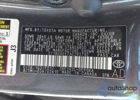 2010 Toyota Corolla S z USA, uszkodzony, nr VIN 2T1BU4EE7AC262792